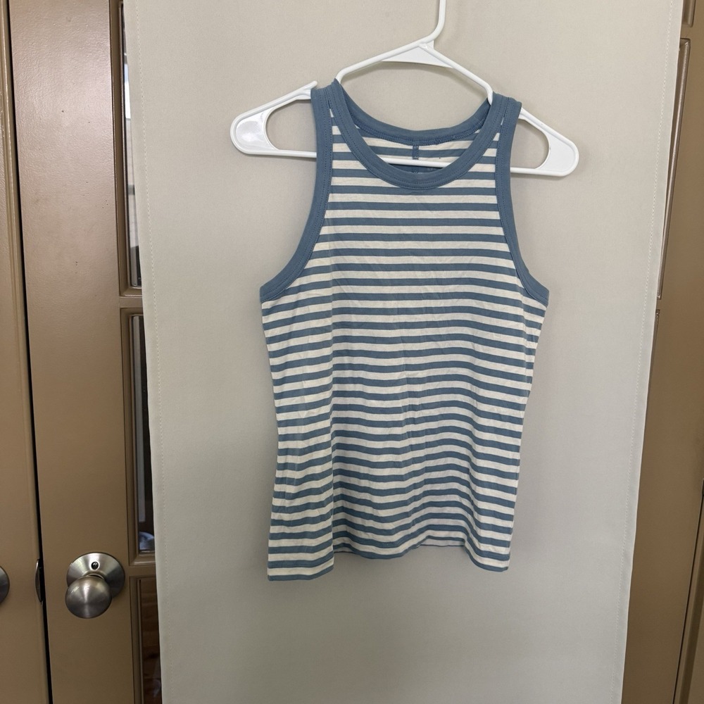 Everlane Womens Small‎ Blue White Stripe Tank Top Organic Cotton Shirt